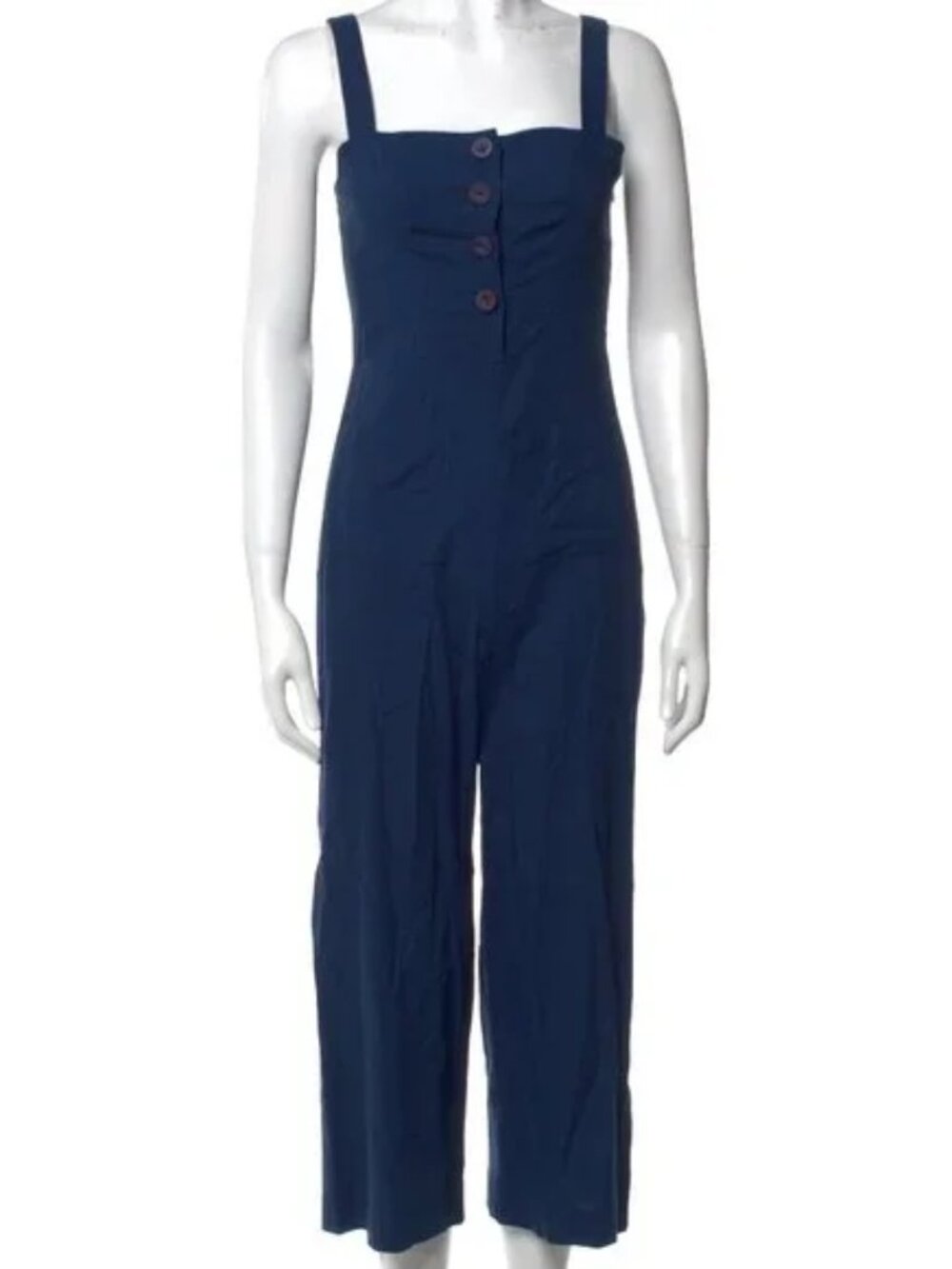 STAUD Boats At The Dock Button Up Deep Blue Jumpsuit